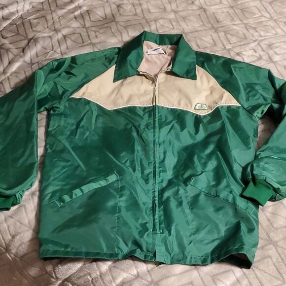 Vintage Swingster Jacket Mens Large Green Beige Full Zip Made in USA 80's Farm - Picture 2 of 8